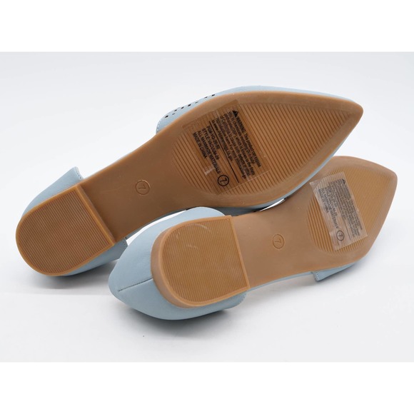 Forever Link Flats Womens 7 Blue Faux Leather Perforated Pointed Toe Shoes - Picture 10 of 10
